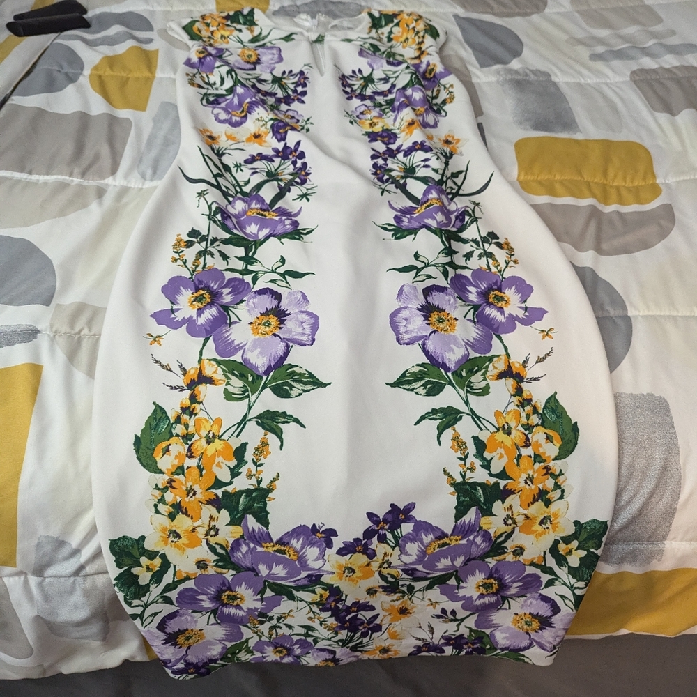 White Flower Print Dress